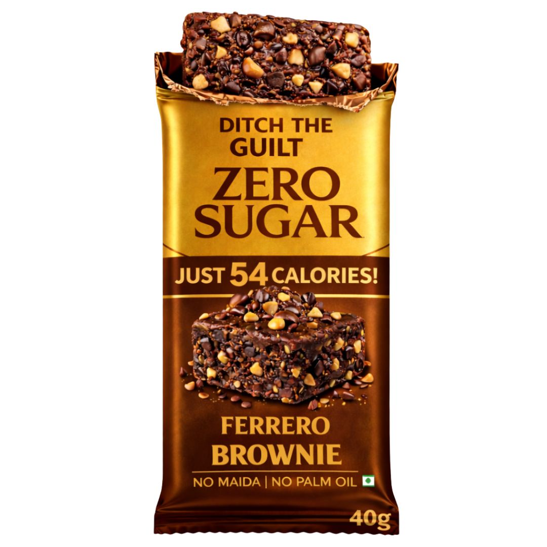Ferrero Rocher • 54 Calories • 15% Ferrero • Low Calorie & Sugar Free Brownie • 40g