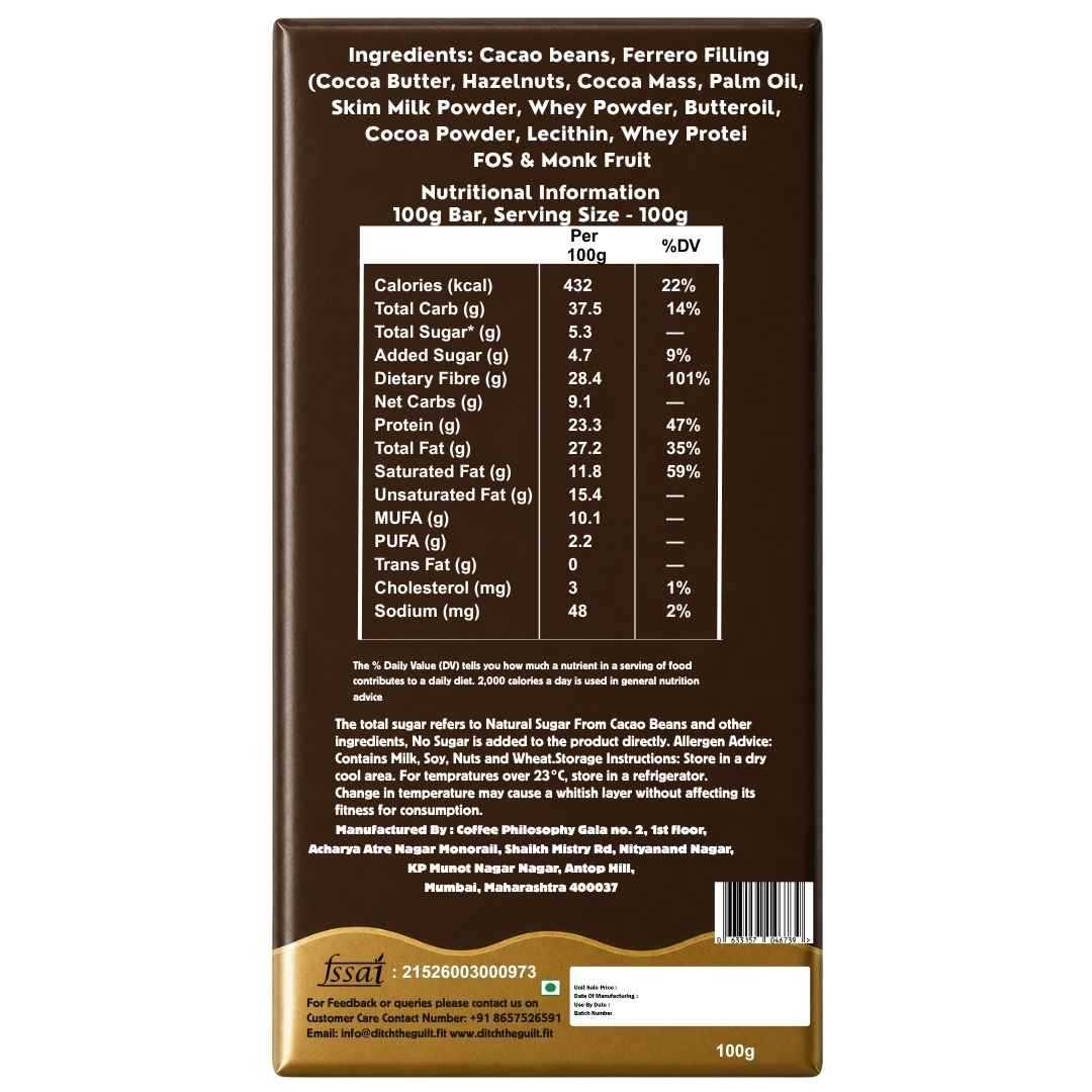 Ferrero Rocher • 21g Proten • Sugar Free Center-Filled Chocolate Bar • 100g