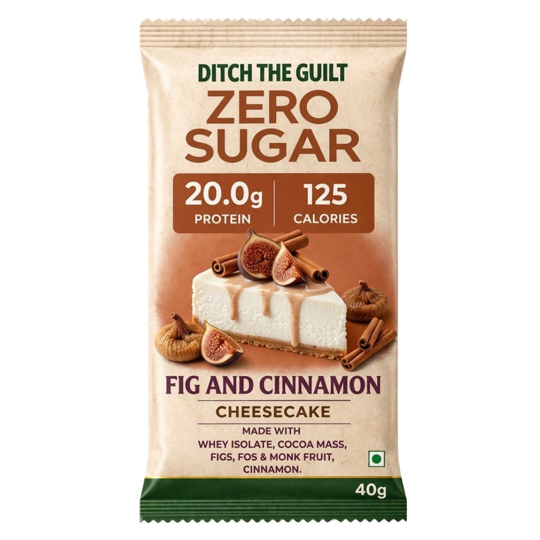 Fig & Cinnamon Protein Cheese Cake • 20g Protein • Sugar Free High Protein Cheesecake• 40g