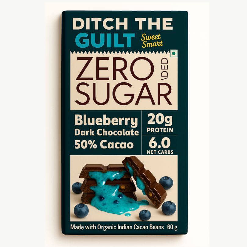 Blueberry Dark Chocolate - 20g Protein - 6g Net Carbs - 1g natural Sugar - 60g