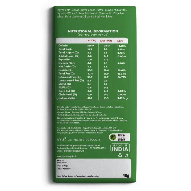 Dubai Kunafa Cheesecake White Chocolate • 16g Protein • Sugar Free & High Protein • 40g - Ditch The Guilt