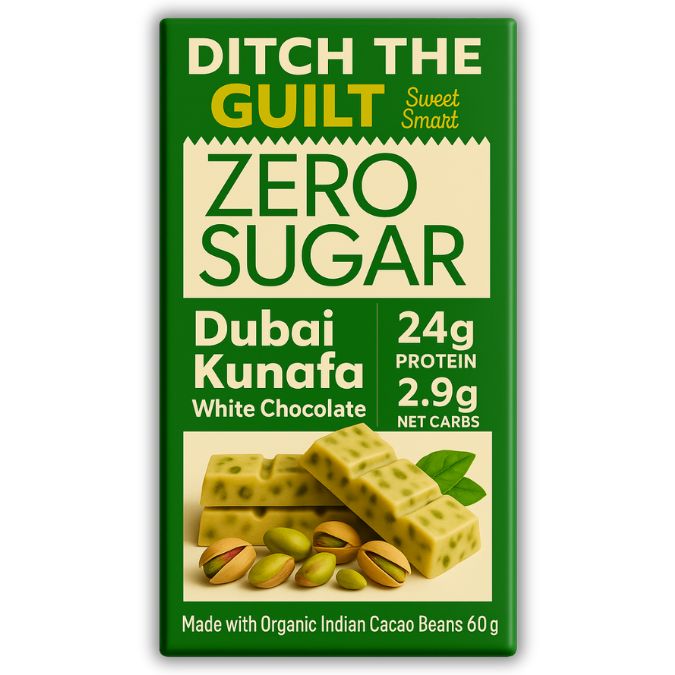 Dubai Pista Kunafa Cheese Cake • 24g Protein • Sugar Free White Chocolate • 60g