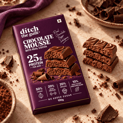 Chocolate Mousse • 25g Protein • Sugar Free Dark Chocolate Bar • 100g