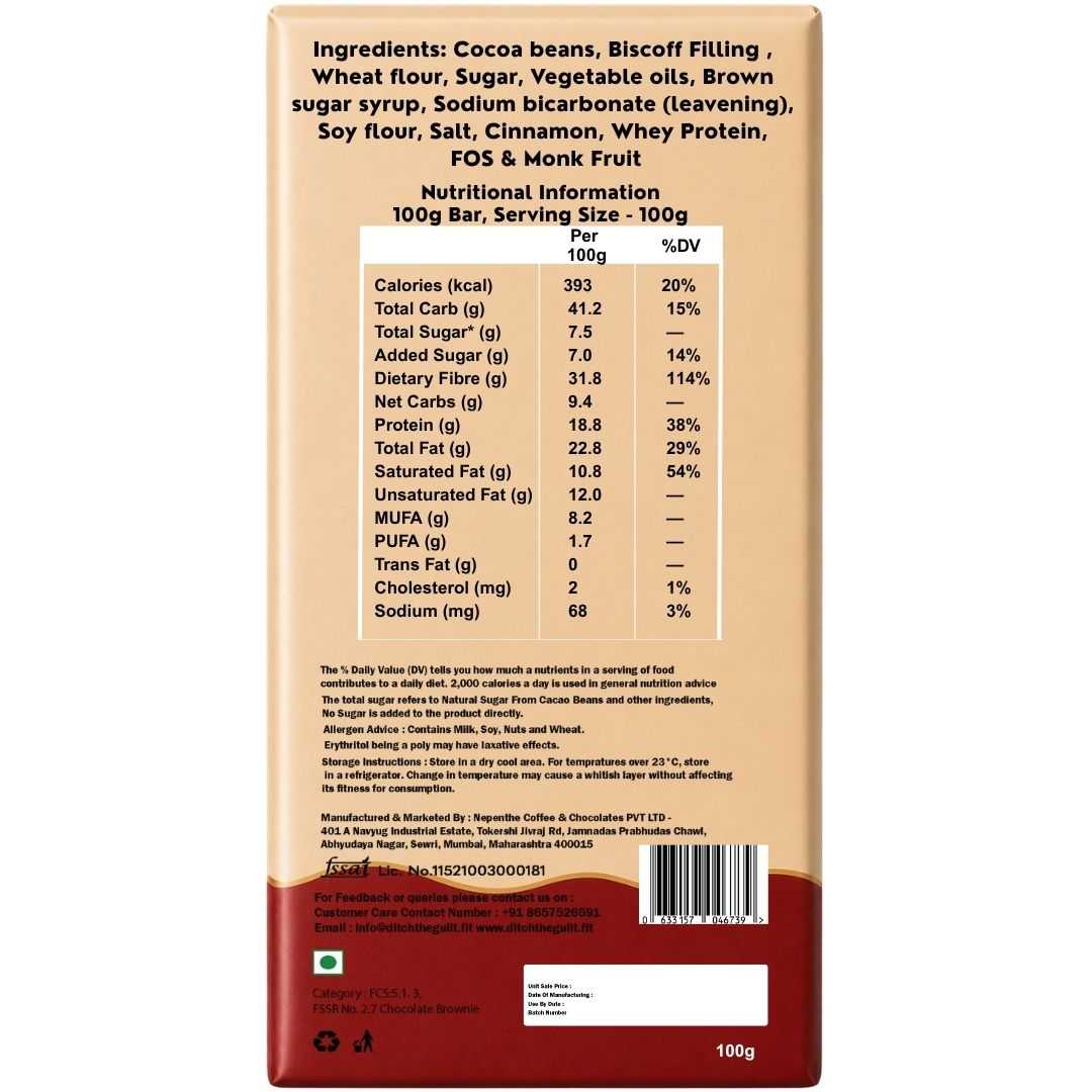 Biscoff • 18g Protein •  Sugar Free Center-Filled Chocolate Bar • 100g (Launching Soon)