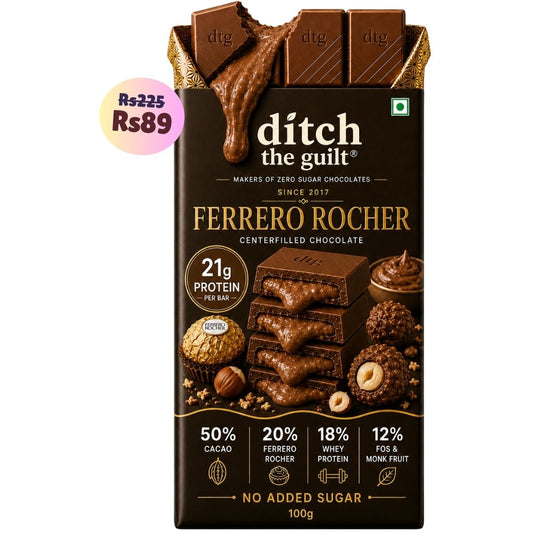 Ferrero Rocher • 21g Proten • Sugar Free Center-Filled Chocolate Bar • 100g