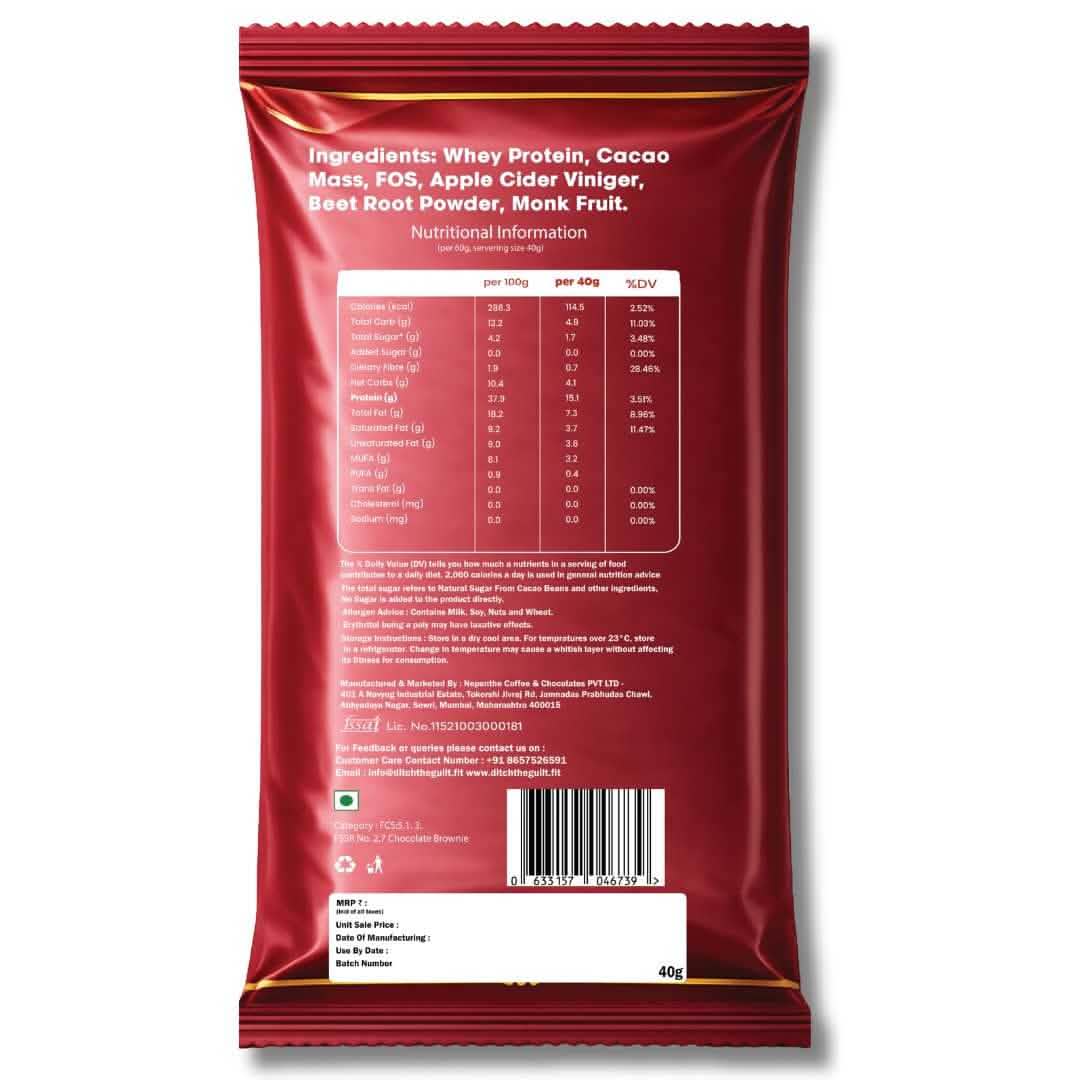 Red Velvet Protein Brownie • 15g Protein • Sugar Free High Protein Brownie • 40g
