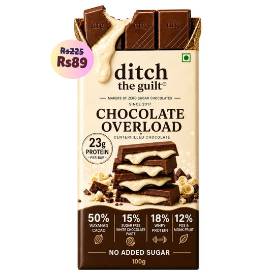 Chocolate Overload • 23g protein • Sugar Free Center-Filled Chocolate Bar • 100g