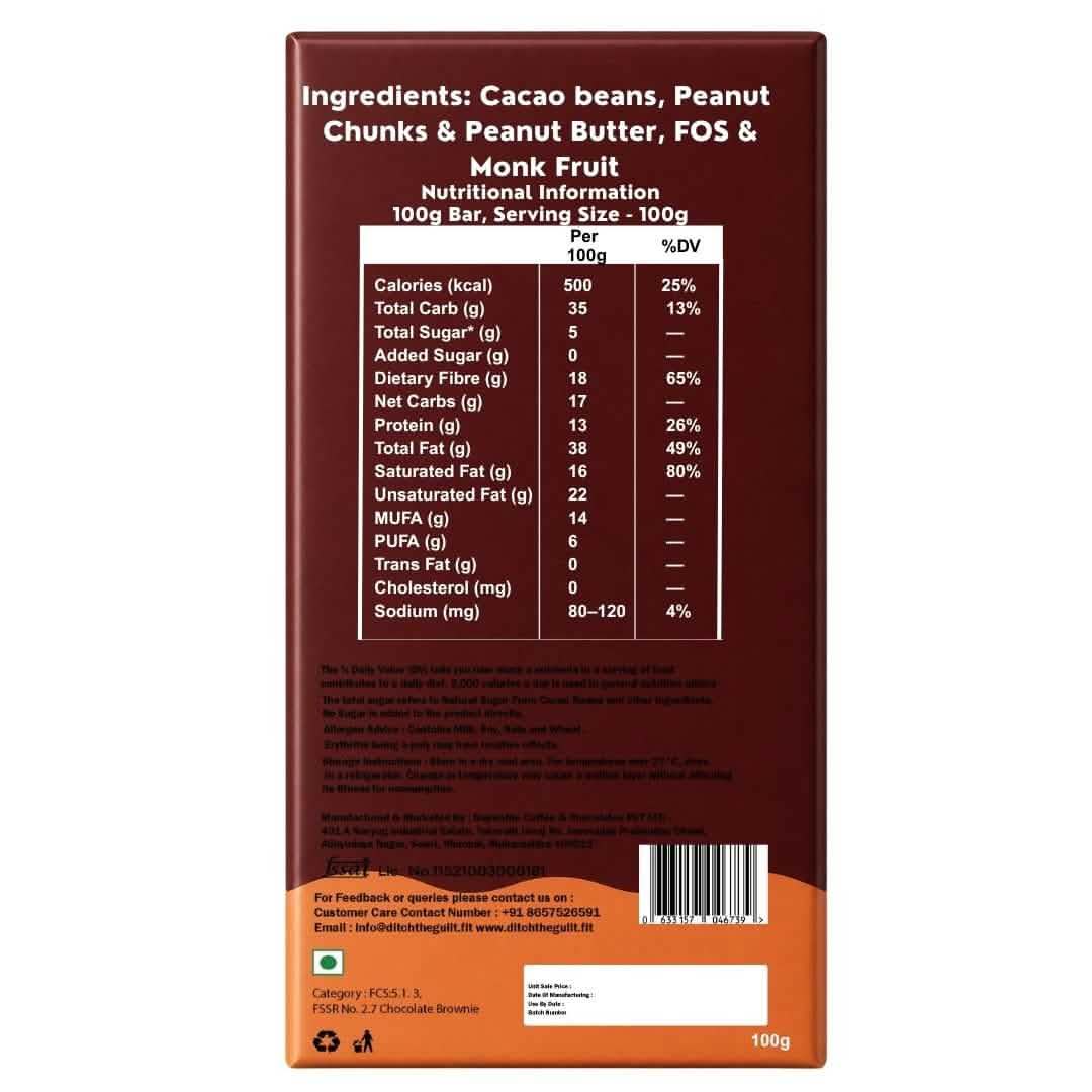 Peanut Butter • Sugar Free Center-Filled Chocolate Bar • 100g