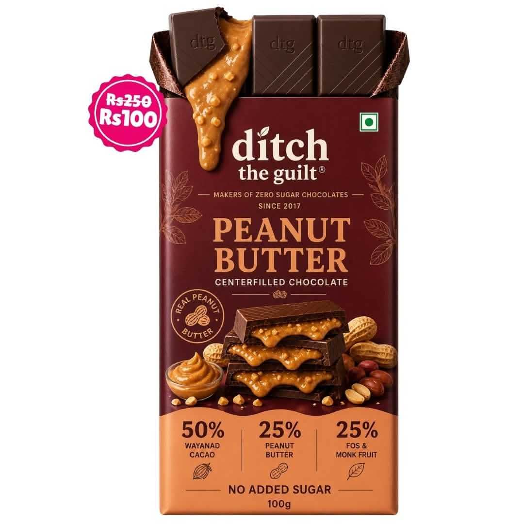 Peanut Butter • Sugar Free Center-Filled Chocolate Bar • 100g