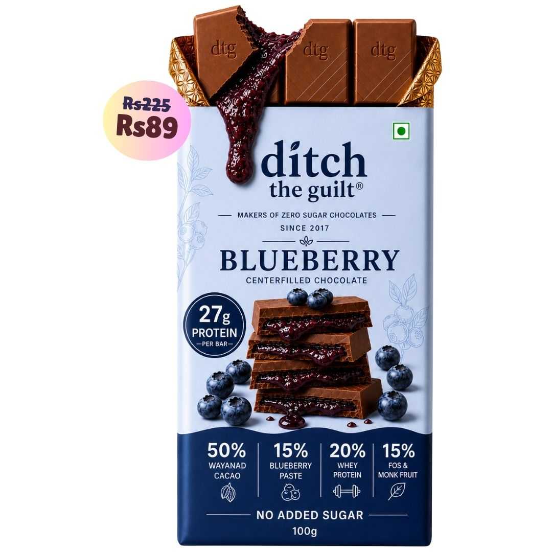 Blueberry • 27g Protein • Sugar Free Center-Filled Chocolate Bar • 100g