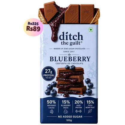 Blueberry • 27g Protein • Sugar Free Center-Filled Chocolate Bar • 100g