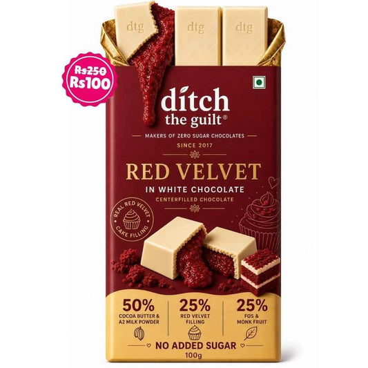 Red Velvet • Sugar Free Center-Filled Chocolate Bar • 100g