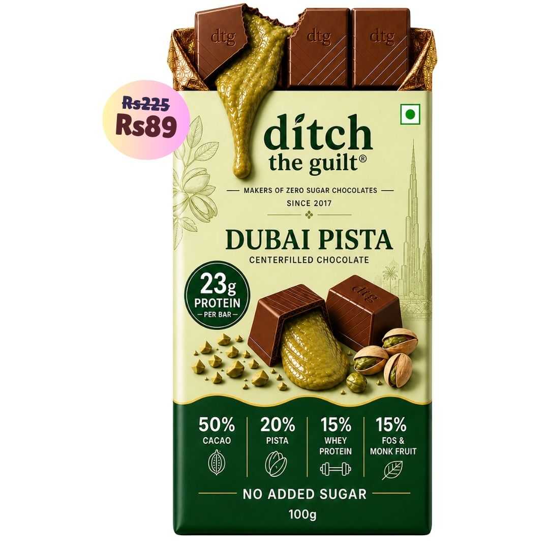 Dubai Pista • 23g Protein • Sugar Free Center-Filled Chocolate Bar • 100g