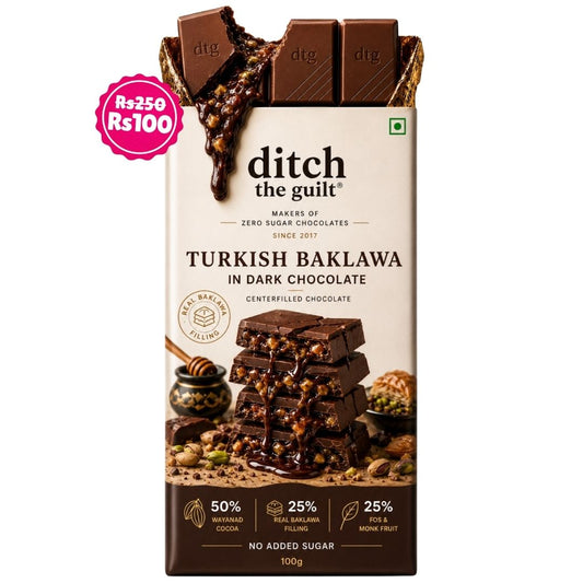 Turkish Baklava  • Sugar Free Center-Filled Chocolate Bar • 100g