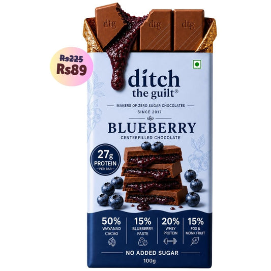 Blueberry White Chocolate Cheesecake • 27g Protein • Sugar Free Center-Filled Chocolate Bar • 100g