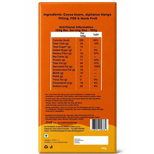 Aam Ras • Sugar Free Center-Filled Chocolate Bar • 100g