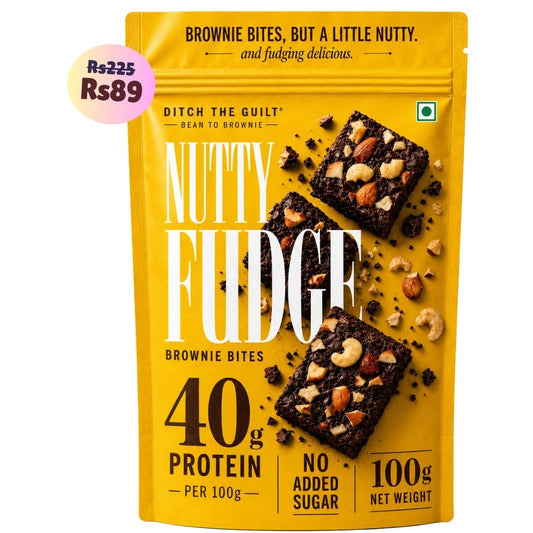 Nutty Fudge • 40g Protein • Sugar Free High Protein Brownies Bites • 100g