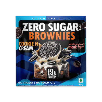 Cookie and Cream Protein Brownie - Sugar Free & High Protein, Low Net Carbs - 60g