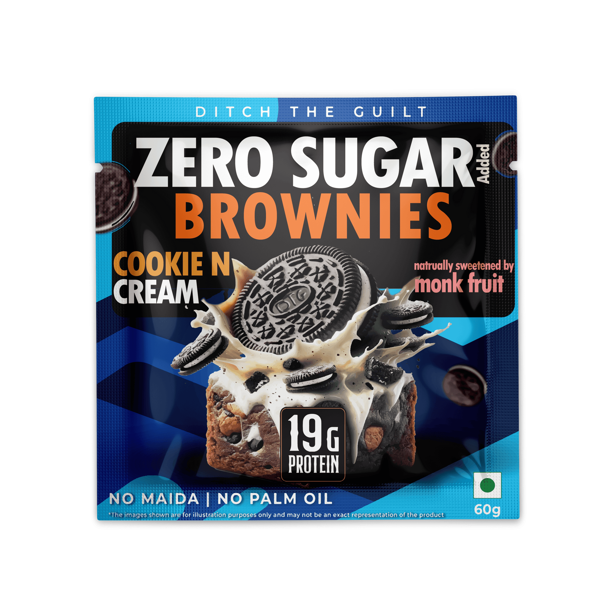 Cookie and Cream  - Protein Brownie - Sugar Free - TruNativ Protein - No Maida & No Palm Oil - 60g