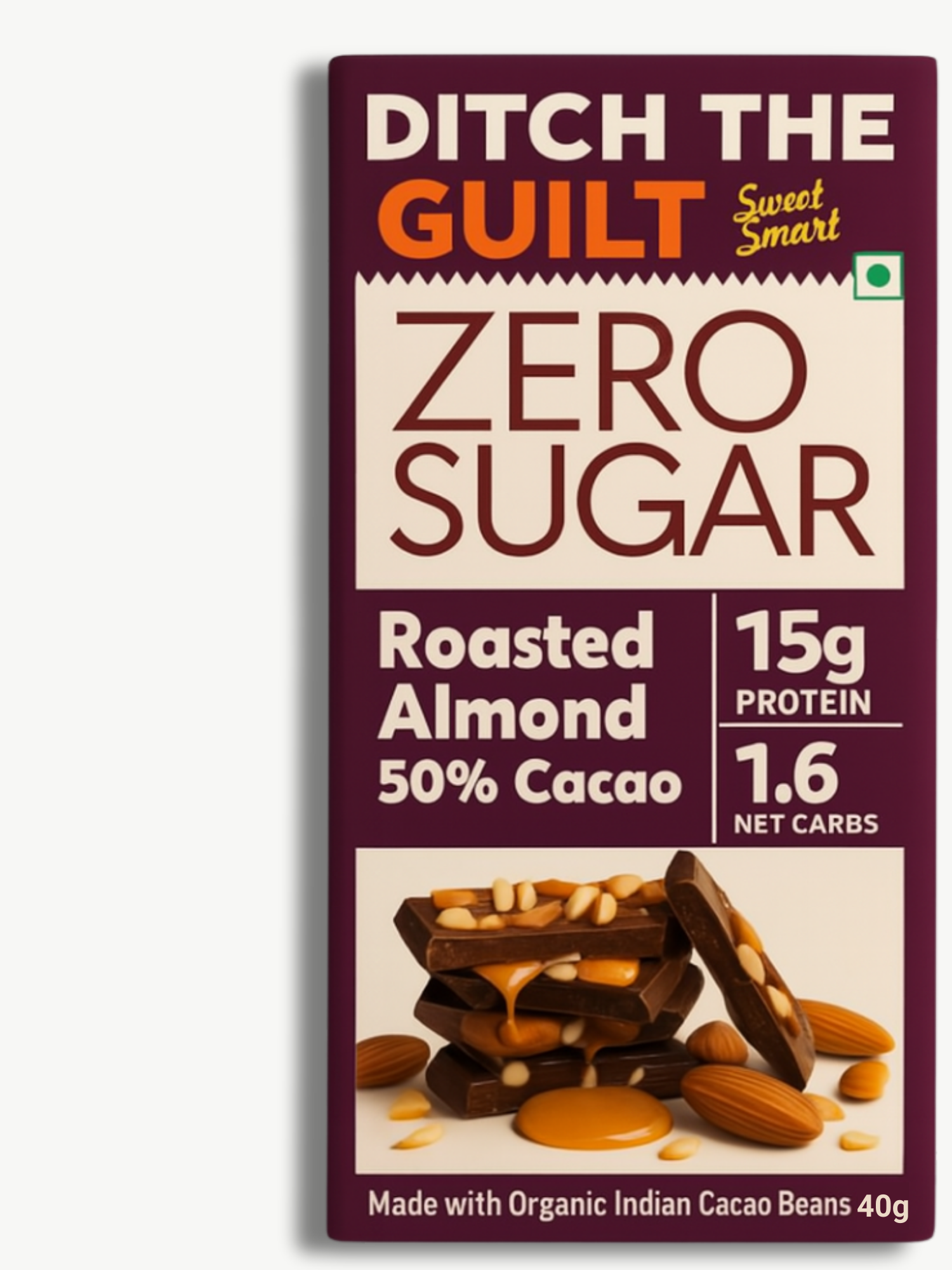 Roasted California Almonds  •  15g Protein • Sugar Free Dark Chocolate • 40g