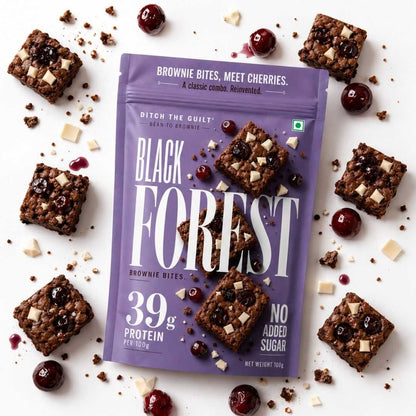 Black Forest • 39g Protein • Sugar Free High Protein Brownie Bites • 100g