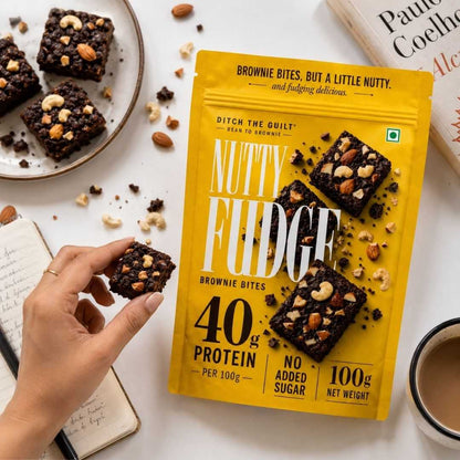 Nutty Fudge • 40g Protein • Sugar Free High Protein Brownies Bites • 100g