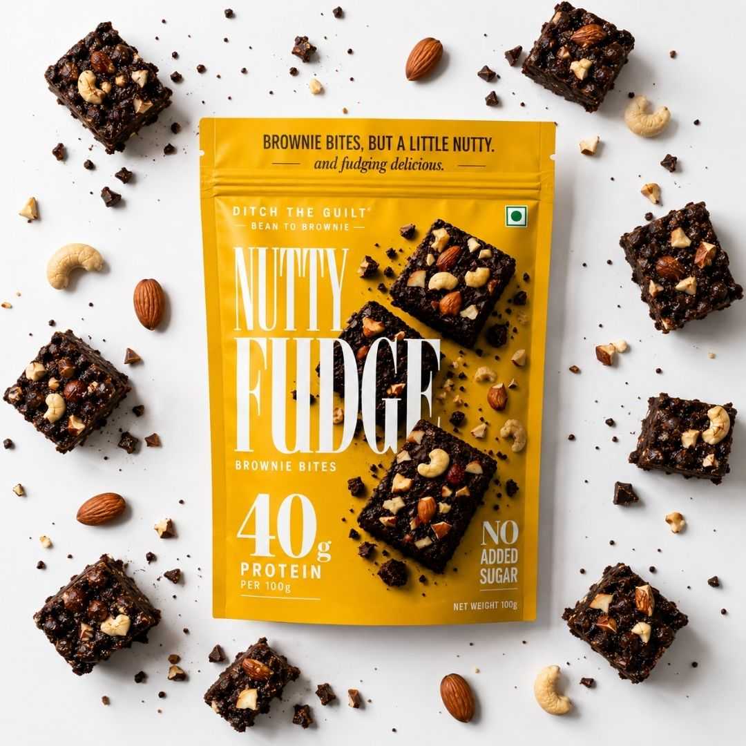 Nutty Fudge • 40g Protein • Sugar Free High Protein Brownies Bites • 100g