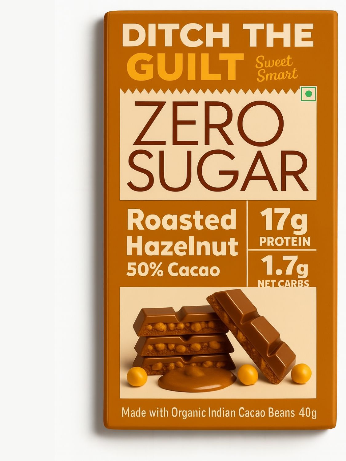 Mighty Hazelnut •  17g Protein • Sugar Free Dark Chocolate • 40g
