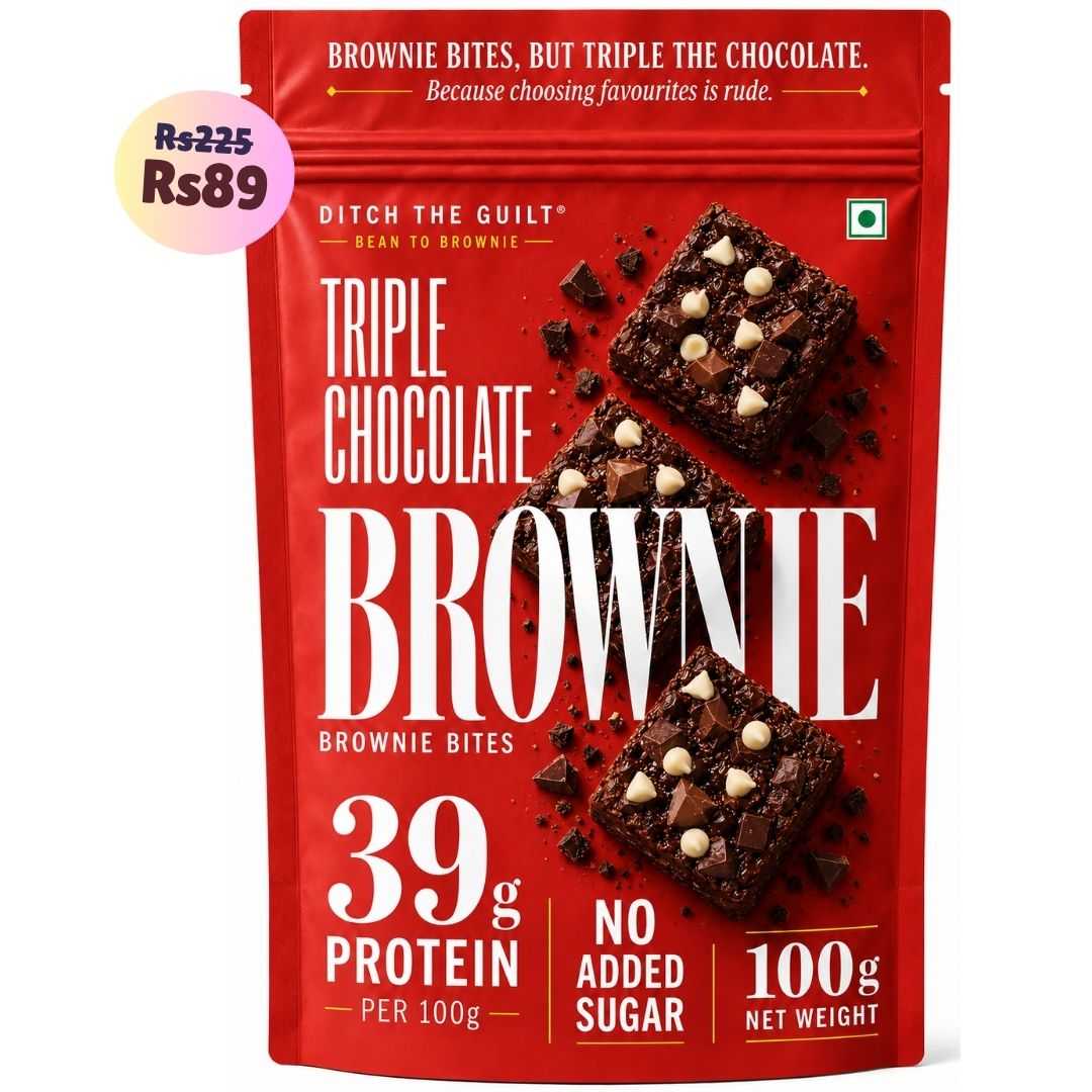 Triple Chocolate • 39g Protein • Sugar Free High Protein Brownies Bites • 100g