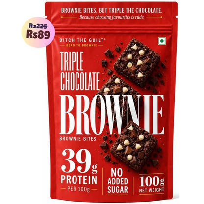Triple Chocolate • 39g Protein • Sugar Free High Protein Brownies Bites • 100g