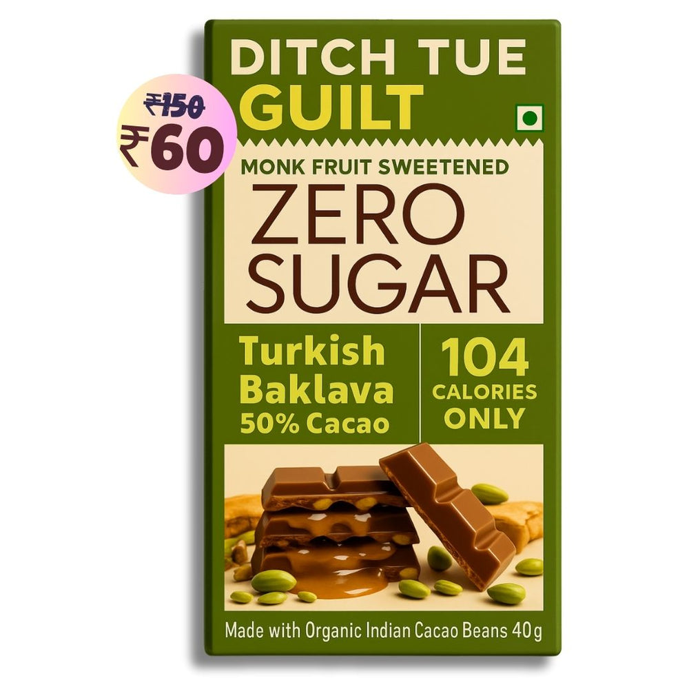 Turkish Baklava • 104 Calories Only • Low Calorie Sugar Free Dark Chocolate • 40g bar