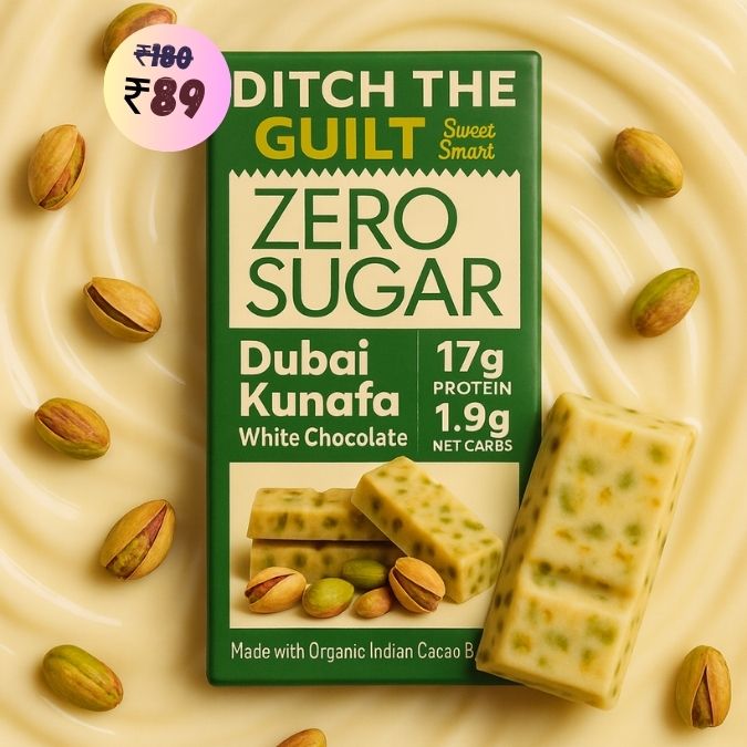 Dubai Pista Kunafa Cheese Cake • 17g Protein • Sugar Free White Chocolate • 40g