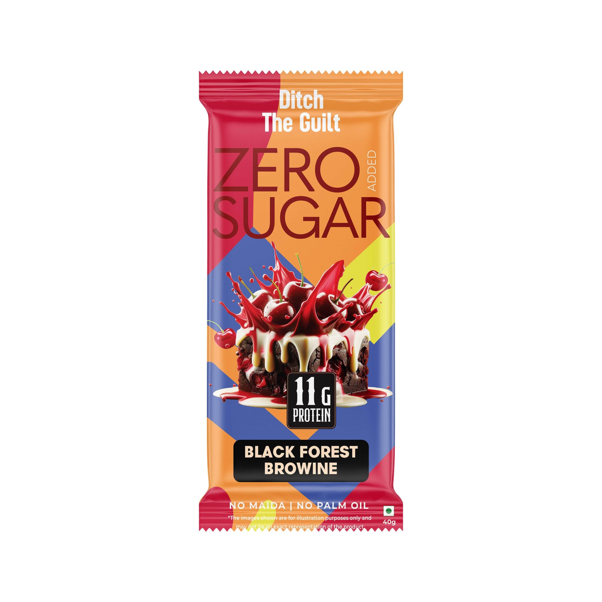 Black Forest Protein Brownie - Sugar Free & High Protein, Low Net Carbs - 40g