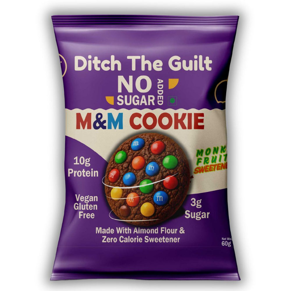 M&M I Almond Flour Cookie I  Zero Sugar Added I 9g Protein I 2g Sugar From M&M - 60g