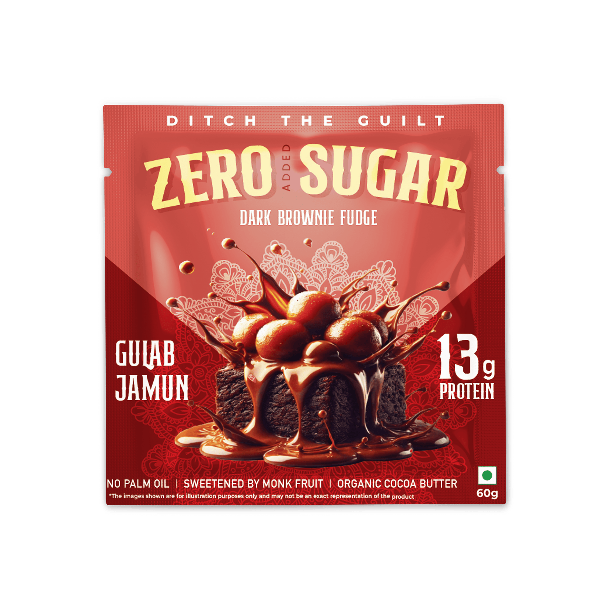 Gulab Jamun Protein Brownie - Sugar Free & High Protein, Low Net Carbs - 60g