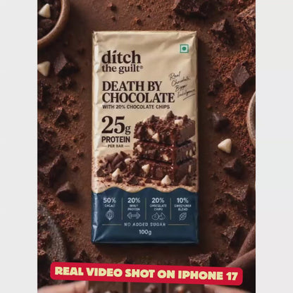 Death By Chocolate • 25g Protein • Sugar Free Dark Chocolate Bar • 100g