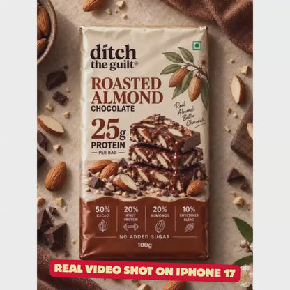 Roasted Almonds (Kashmiri) • 25g Protein • Sugar Free Dark Chocolate Bar • 100g
