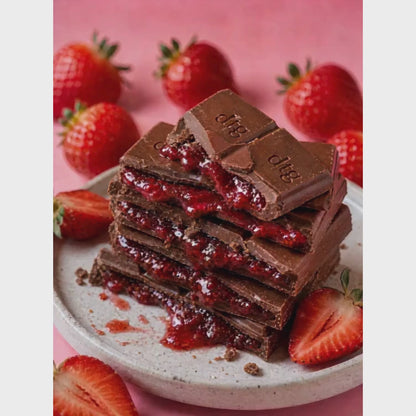 Strawberry Jam ( Sugar Free) • Sugar Free Center-Filled Chocolate Bar • 100g