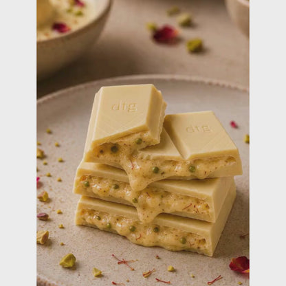 Rasmalai White Chocolate • Sugar Free Center-Filled Chocolate Bar • 100g