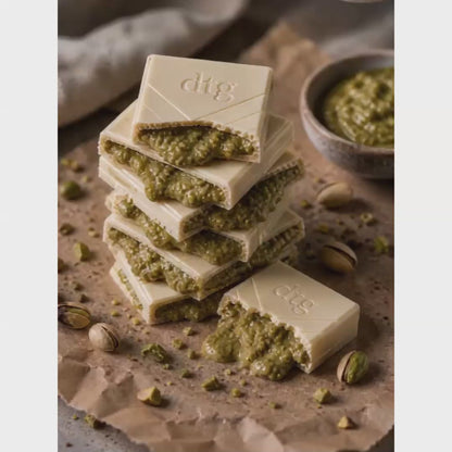 Dubai Pista White Chocolate • Sugar Free Center-Filled Chocolate Bar • 100g