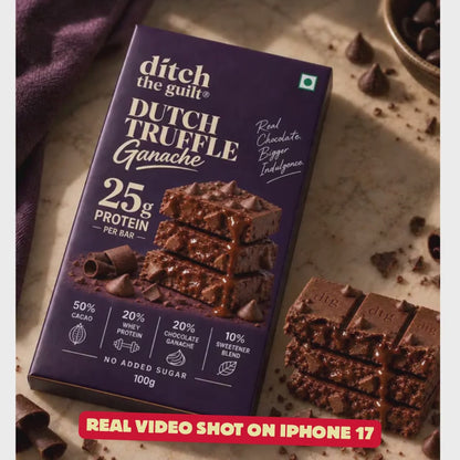 Dutch Truffle Ganache • 25g Protein • Sugar Free Dark Chocolate Bar • 100g