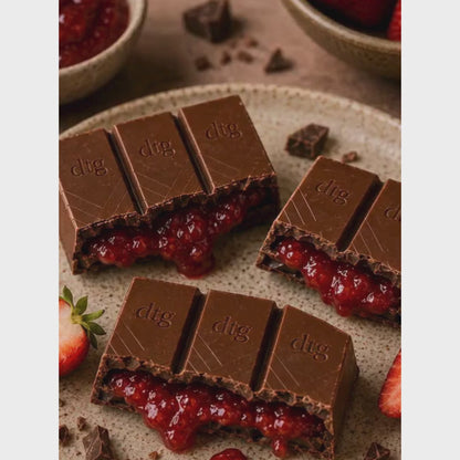 Strawberry Jam ( Sugar Free) • Sugar Free Center-Filled Chocolate Bar • 100g