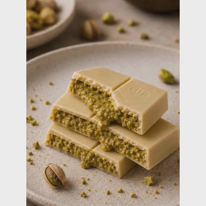 Dubai Pista White Chocolate • Sugar Free Center-Filled Chocolate Bar • 100g