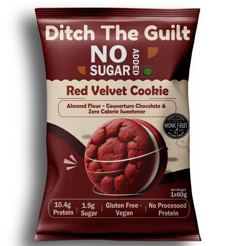 Red Velvet I Almond Flour Cookie I  Zero Sugar Added I 10.4g Protein I 2g Natural Sugar - 60g