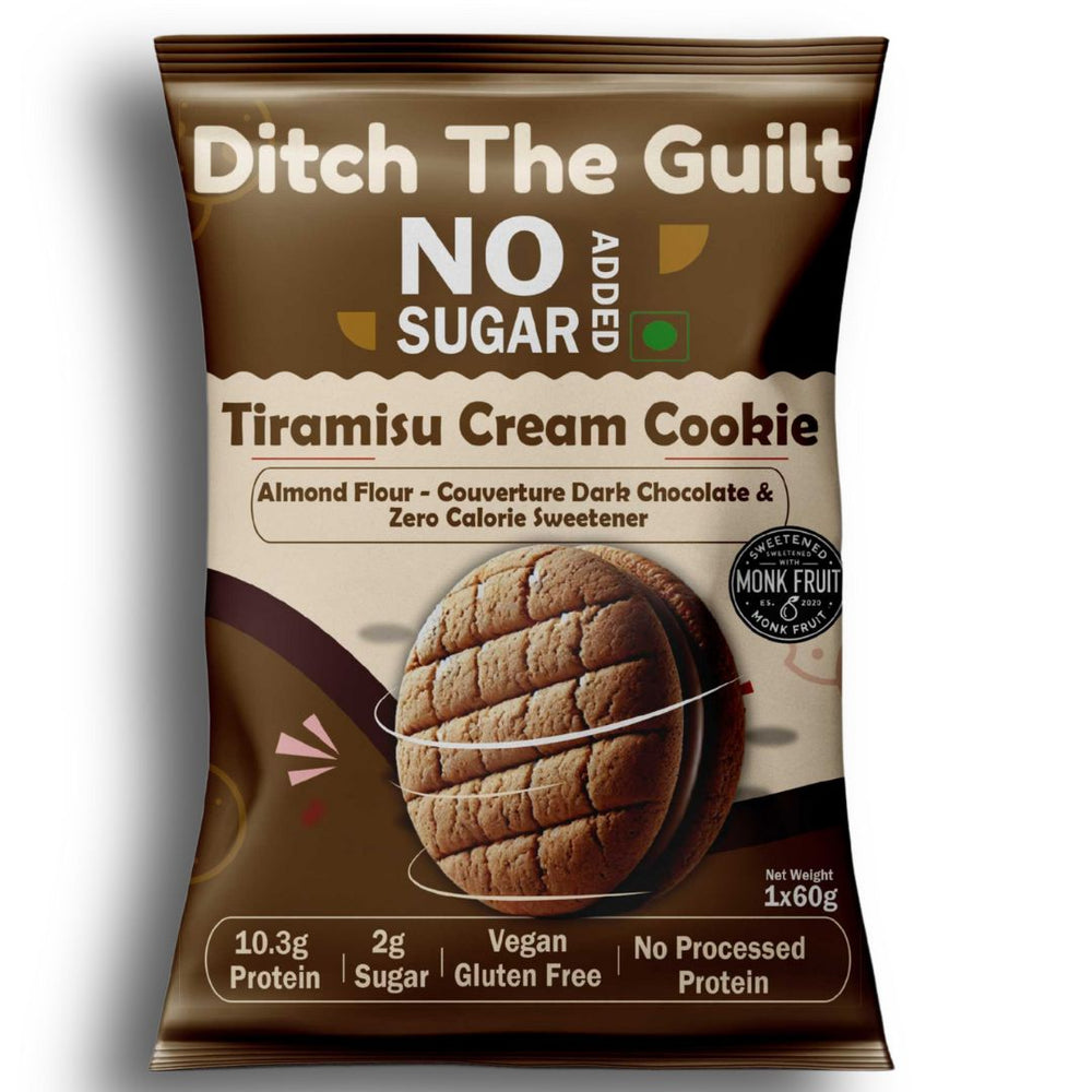 Tiramisu Cookie I Almond Flour Cookie I  Zero Sugar Added I 10.3g Protein I 2g Natural Sugar - 60g